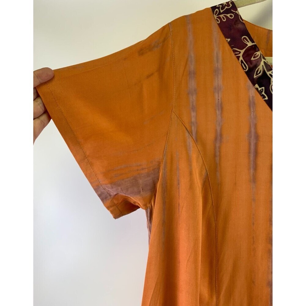 Soft Surroundings Sunset Bali Dress Orange Short Sleeve Button 2BD24 Womens 1X - Picture 3 of 13